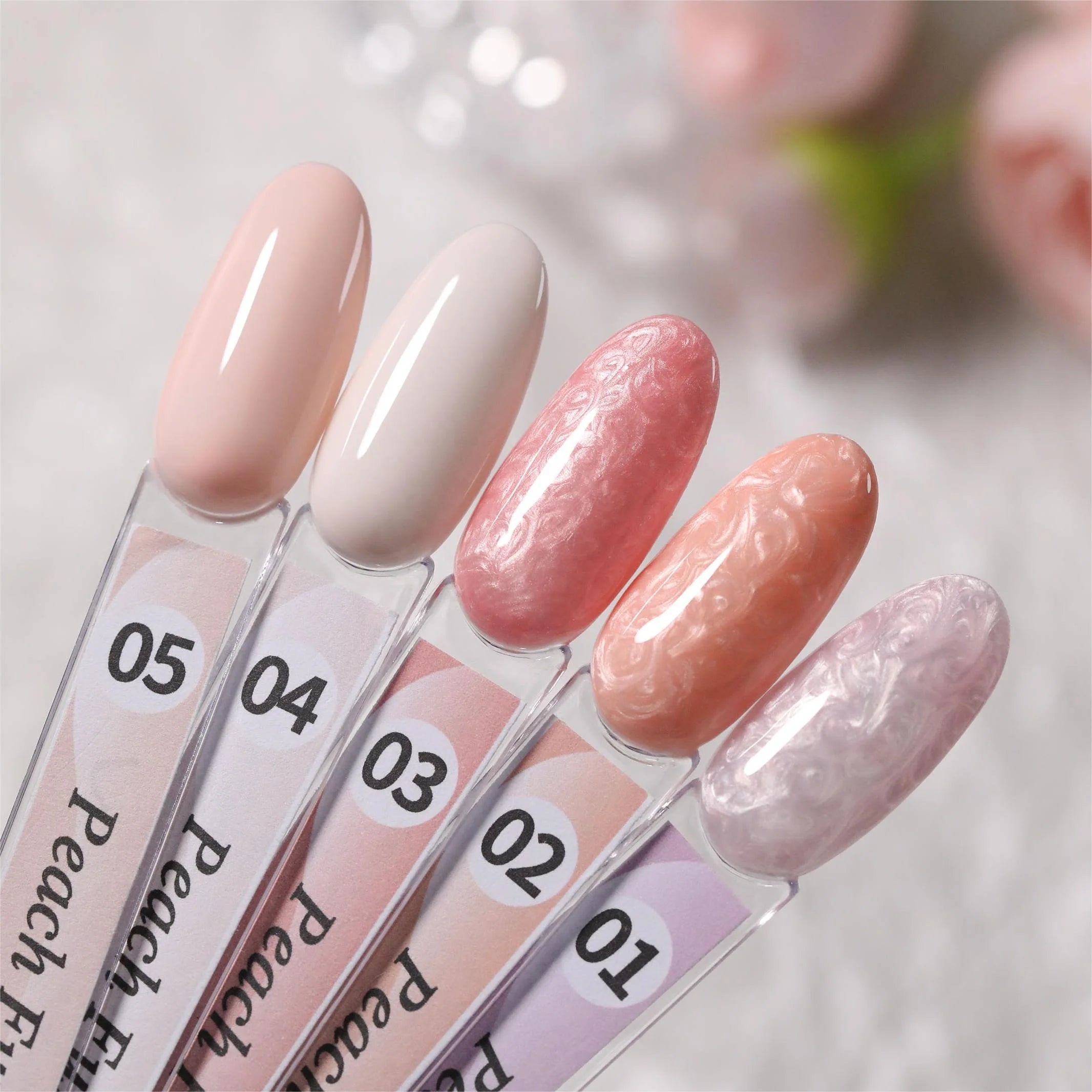 Peach Pink High-Pigment UV Gel Nail Polish Set 15ml Bottles