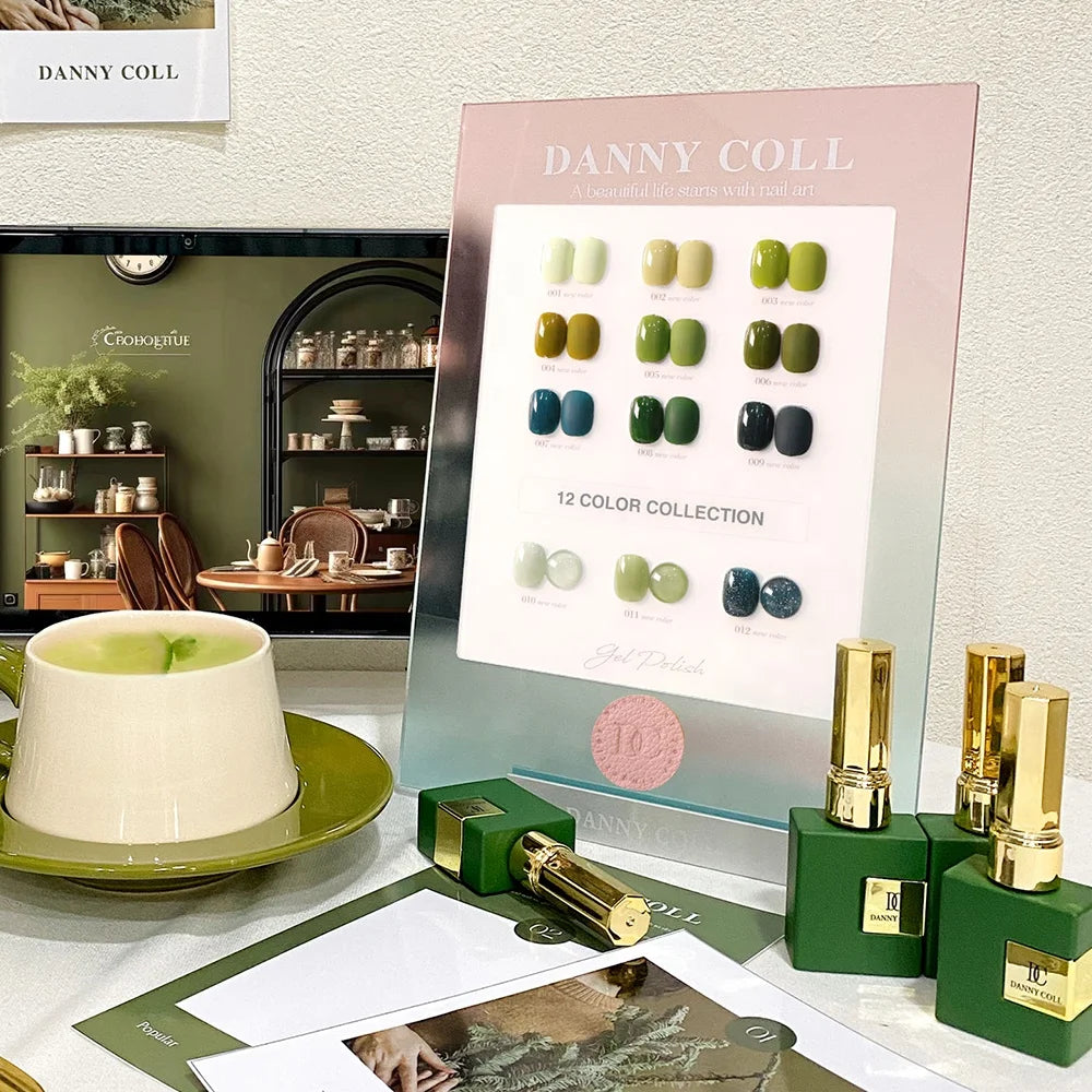 DannyColl 12-Color Green Glitter Jelly UV Gel Polish Set