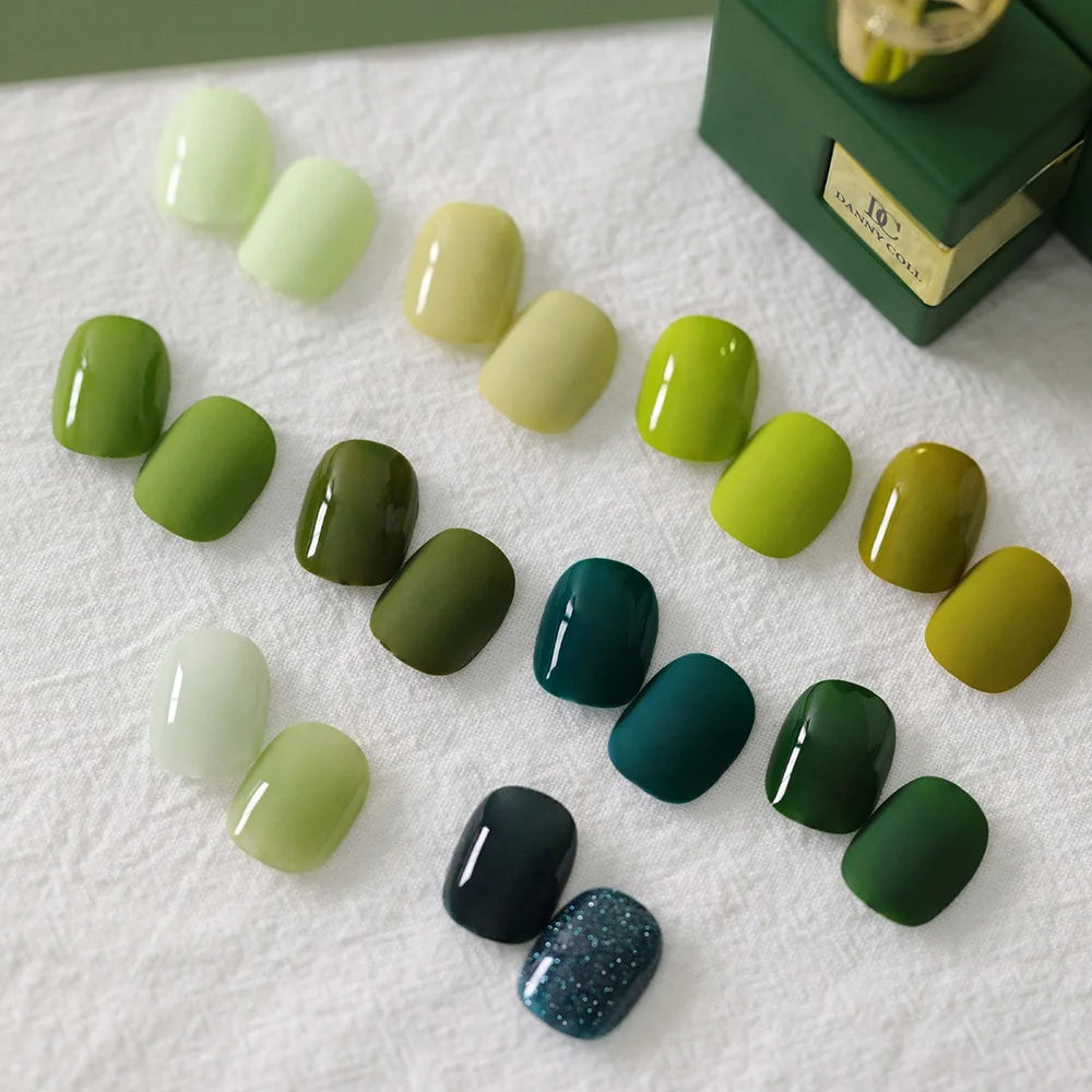 DannyColl 12-Color Green Glitter Jelly UV Gel Polish Set