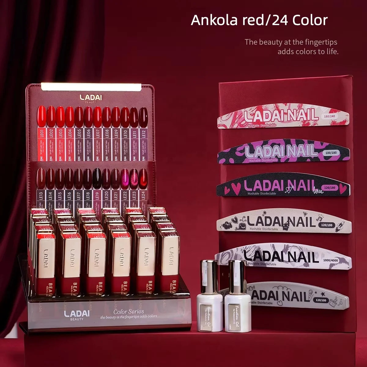 24-Color Red Series UV LED Soak-Off Gel Polish Set 12ml