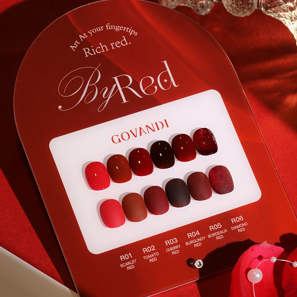 Govandi Red-Party 6-Color UV Gel Nail Polish Set