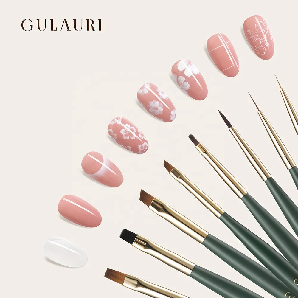GULAURI Professional Nail Art Brush Set with 8 Precision Brushes