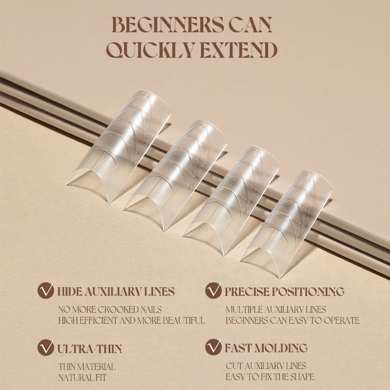 GULAURI 240PCS Medium Square Coffin Half-Cover Clear Nail Tips