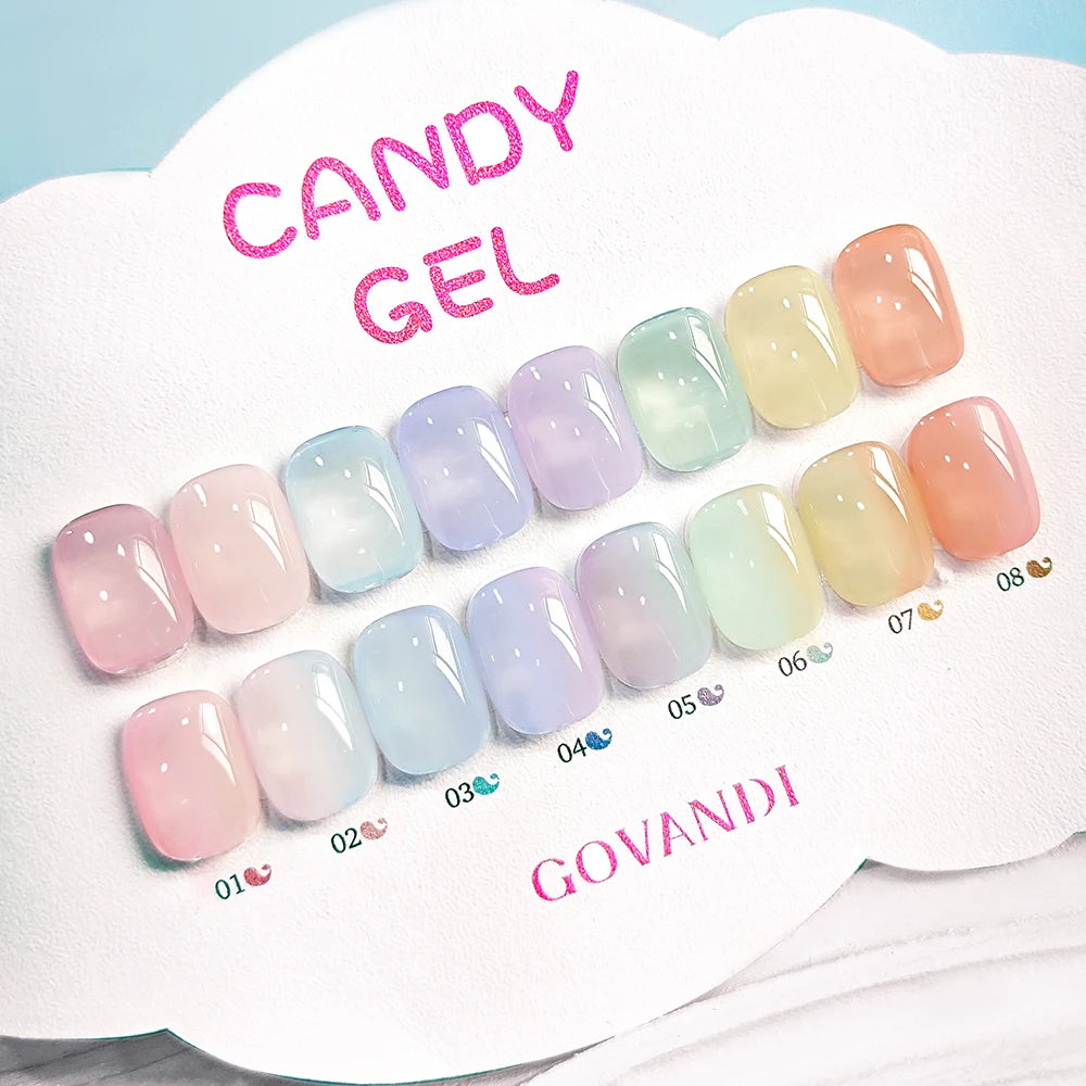 GOVANDI Macaron Jelly UV Gel Nail Polish Set 8 Colors