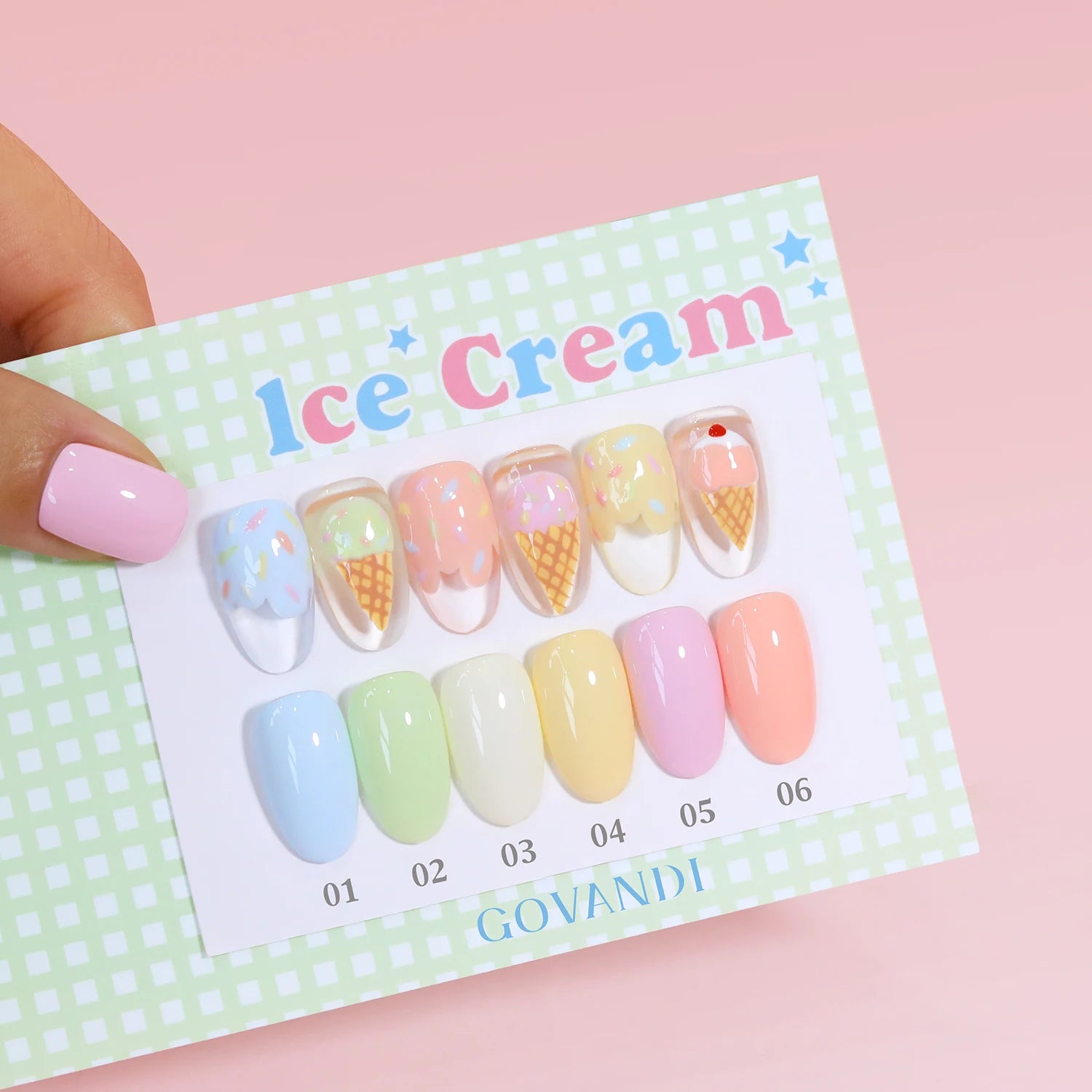 GOVANDI Ice-Cream Pastel UV Gel Polish Set 6-Color Bottles