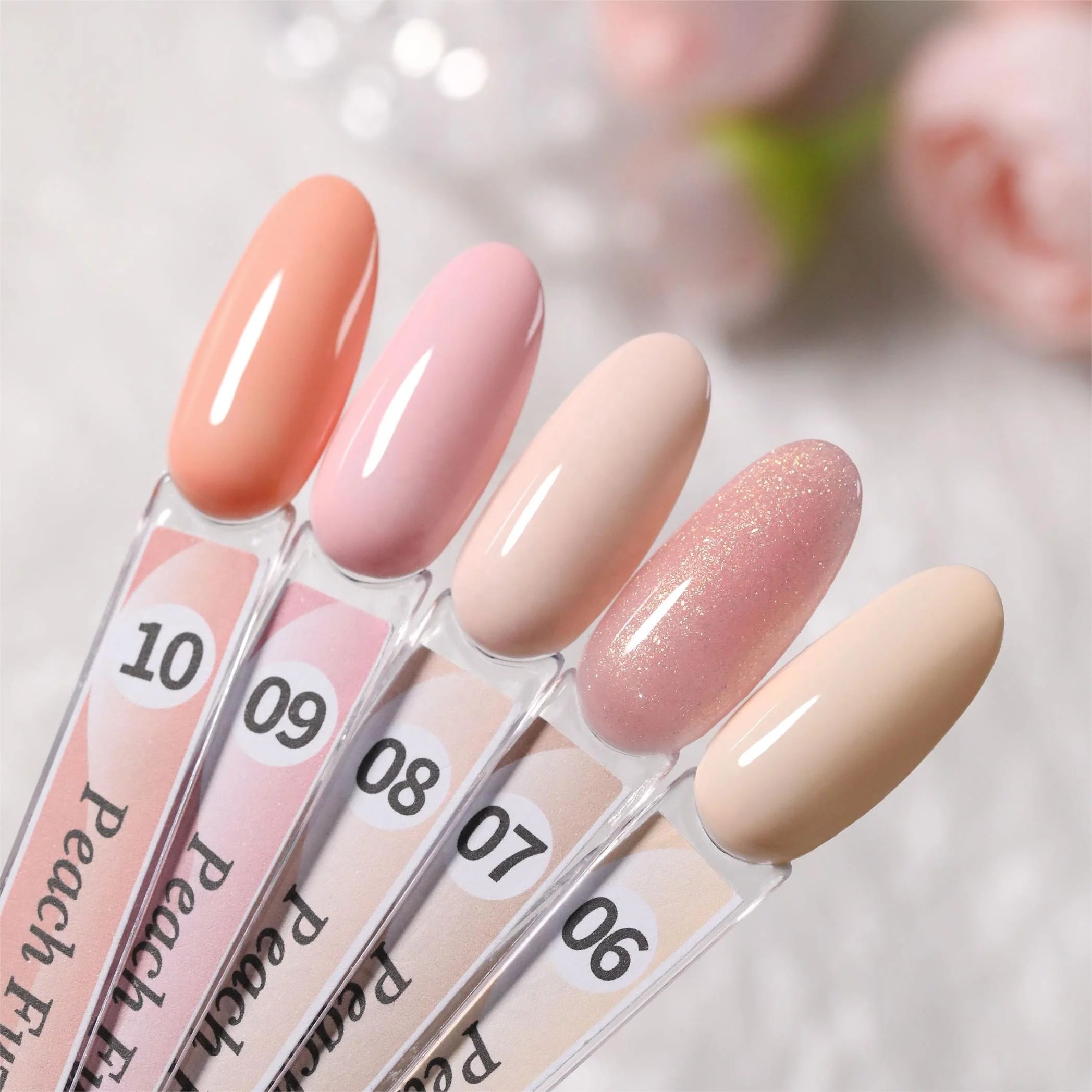 Peach Pink High-Pigment UV Gel Nail Polish Set 15ml Bottles