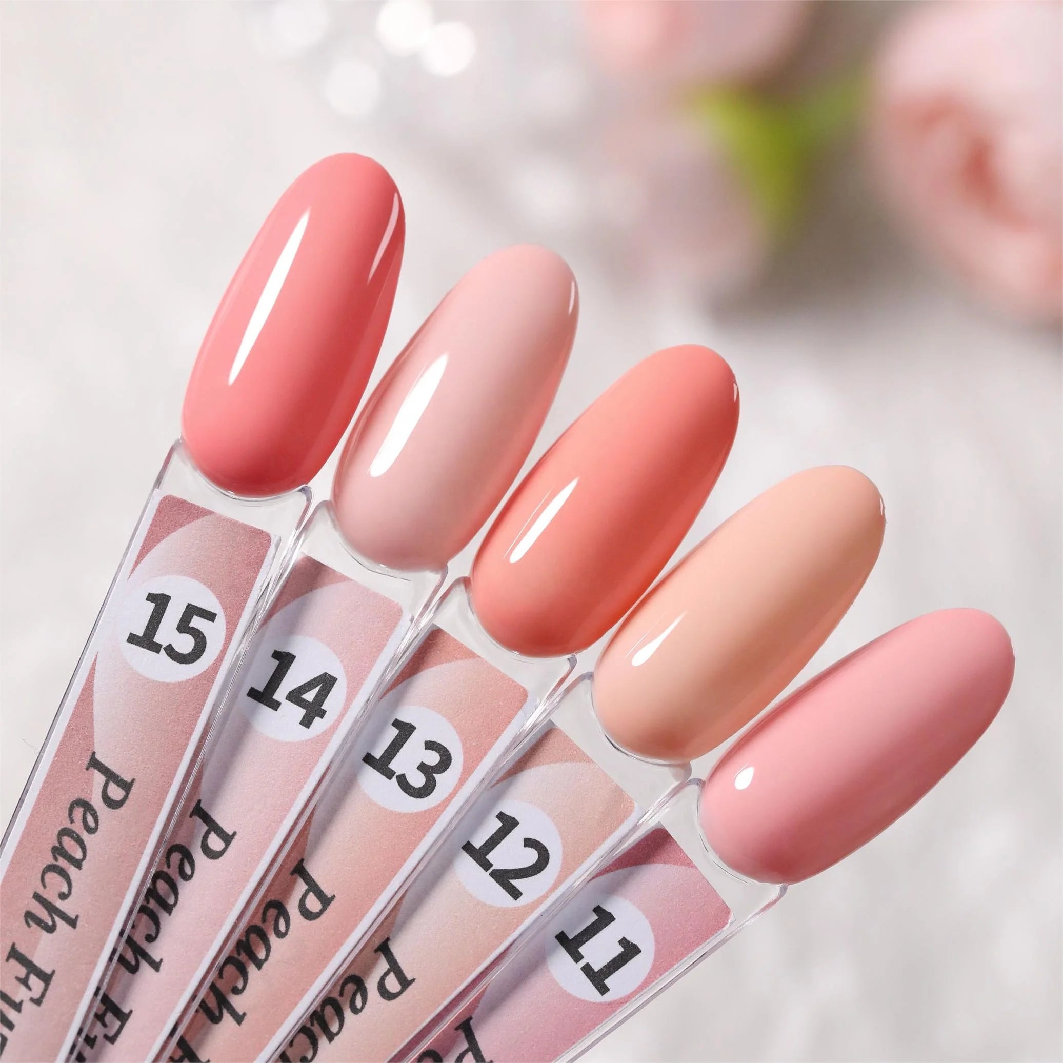 Peach Pink High-Pigment UV Gel Nail Polish Set 15ml Bottles
