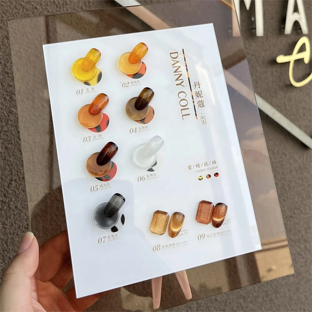 DannyColl 9-Color Amber Brown Gel Nail Polish Set Long-Lasting